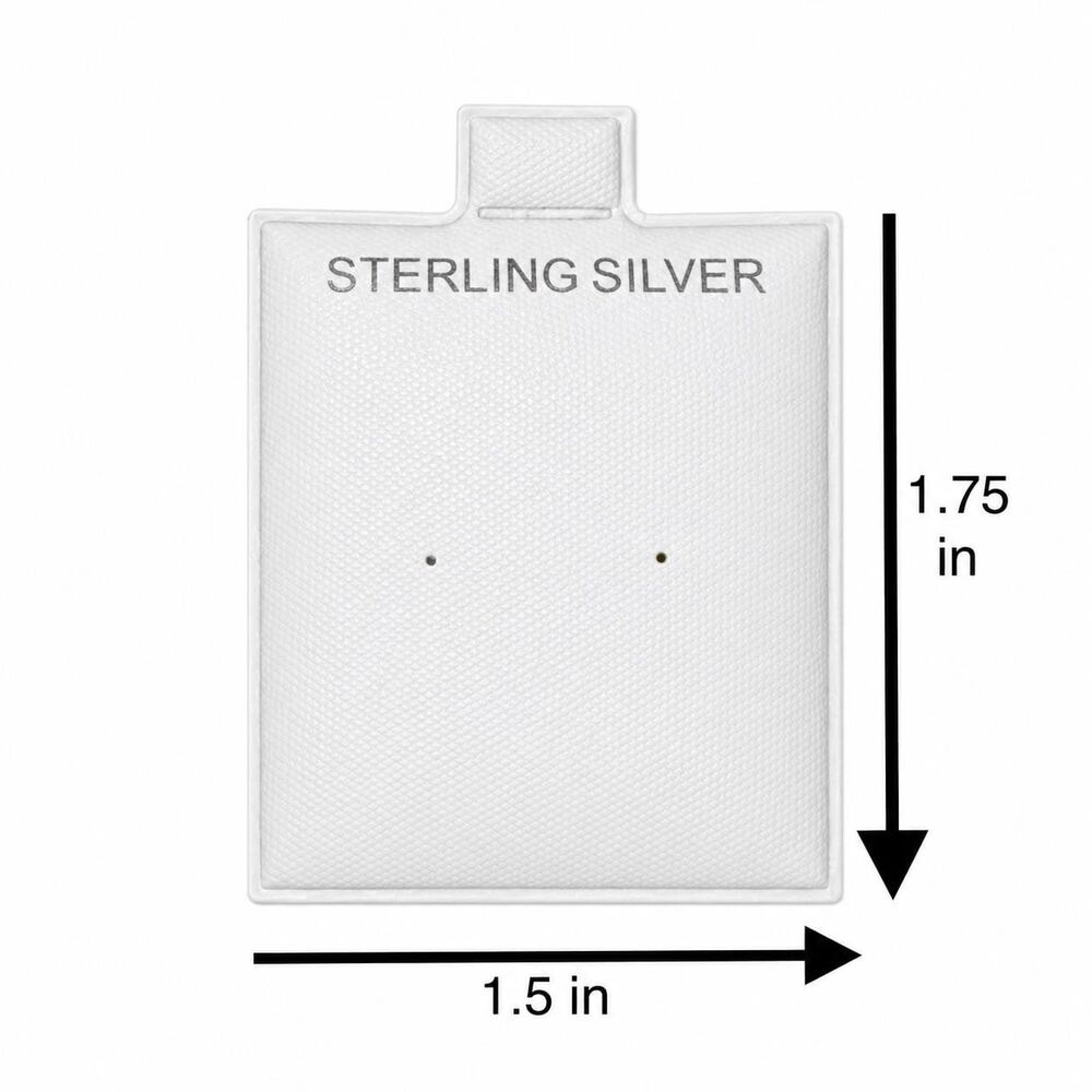 White Earring Puff Pad Display Cards Sterling Silver Imprinted 1.75 X 1.50 Inch